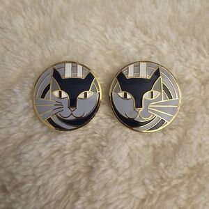 Vintage "Meow" Cat Stud Earrings, Circa 1980's